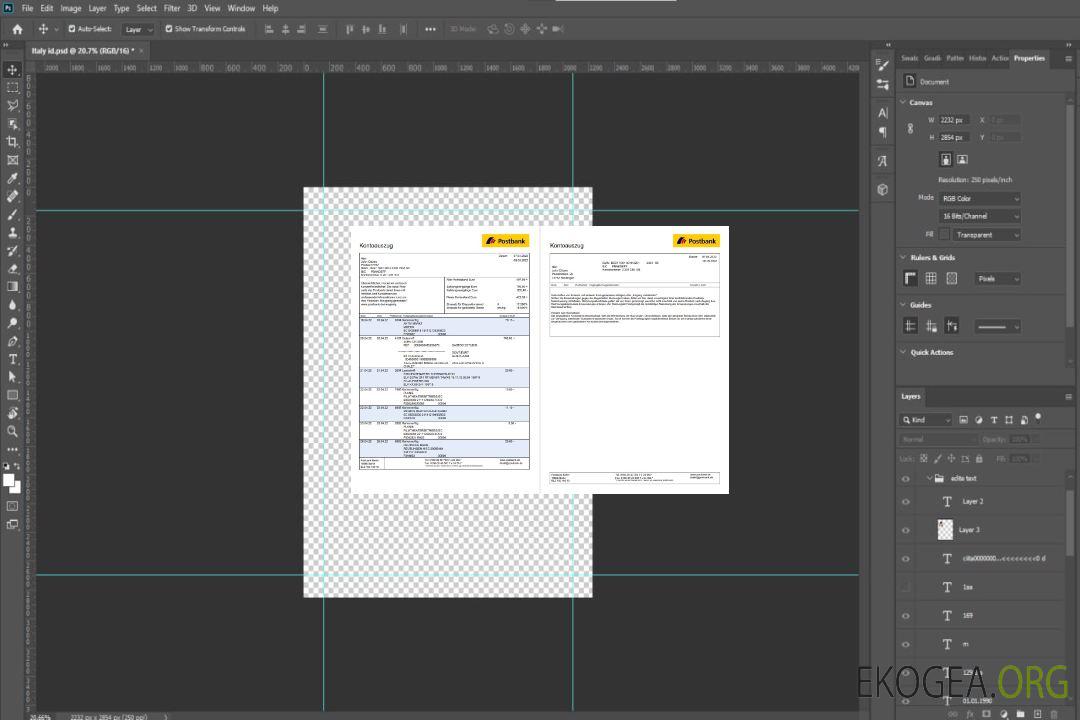Relevé de la Postbank allemande 2 pages template Relevé de la Postbank allemande 2 pages template